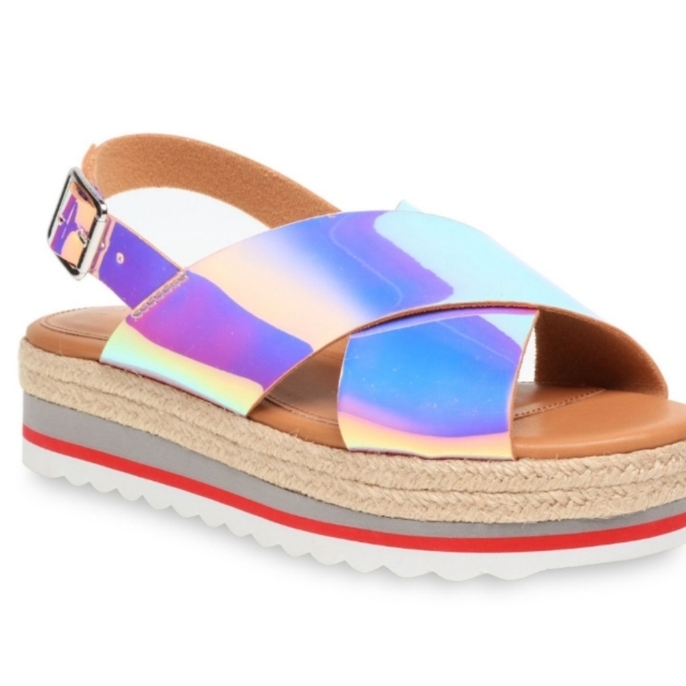 Time & Tru Metallic Memory Foam SlingBack 1.5" Heel Sandals Size 11